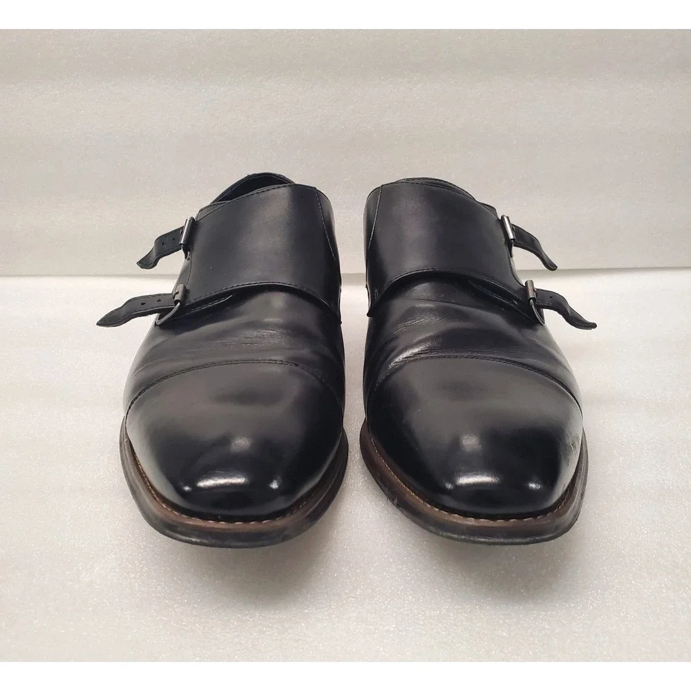 Stacy Adams Bayne Black Leather Double Monk Strap Dress Shoes Size 13M 25347.001